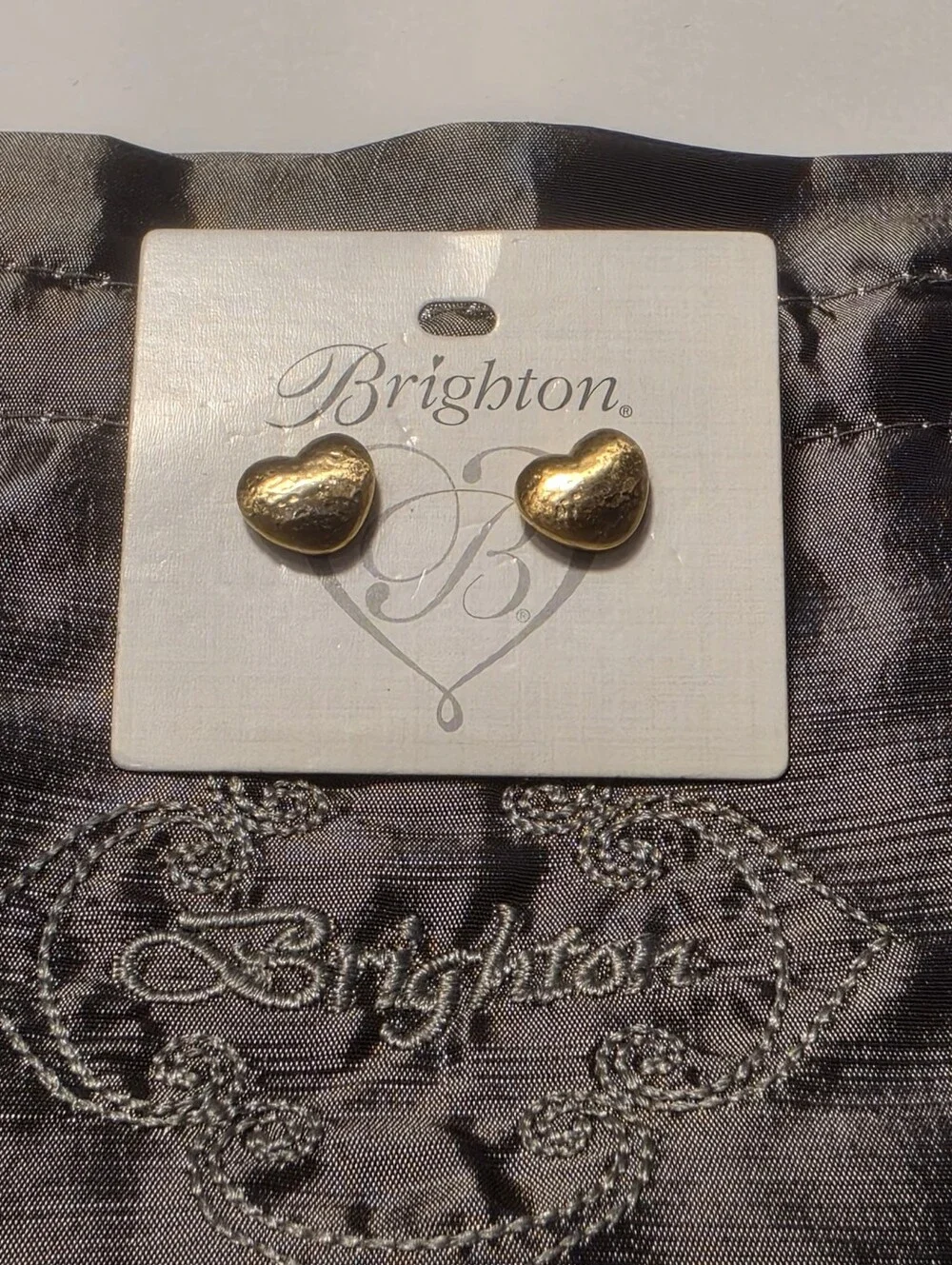 Brighton Gold Puffy Heart Stud Earrings